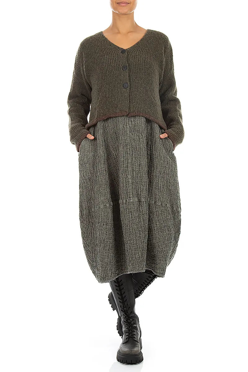 Longer Back Khaki Wool Cardigan 4