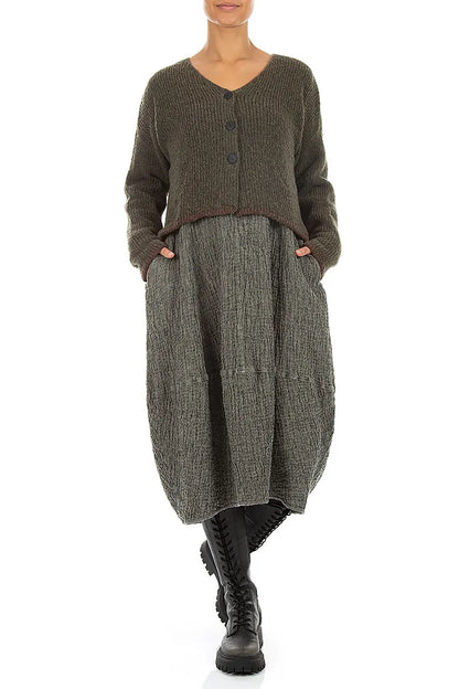Longer Back Khaki Wool Cardigan 4