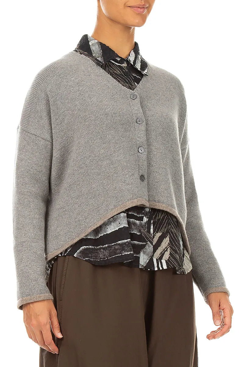 Longer Back Light Grey Cashmere Cardigan