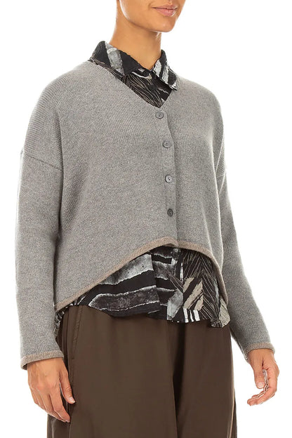 Longer Back Light Grey Cashmere Cardigan