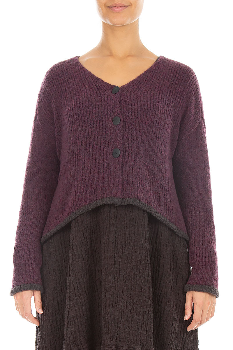 Longer Back Mulberry Wool Cardigan