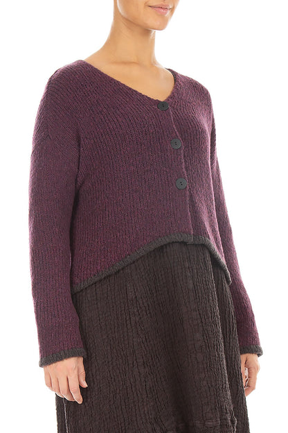 Longer Back Mulberry Wool Cardigan