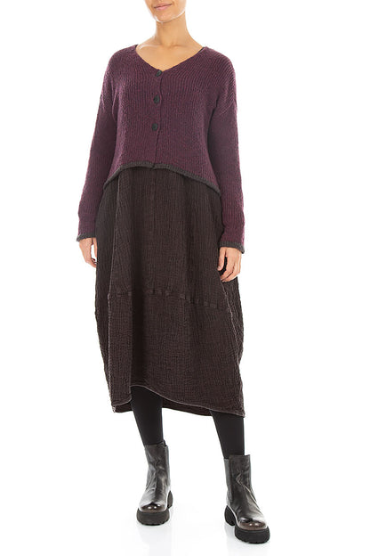 Longer Back Mulberry Wool Cardigan