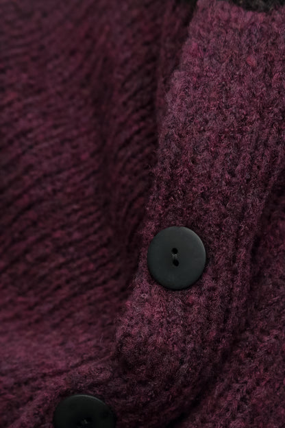 Longer Back Mulberry Wool Cardigan