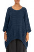 Longer Back Navy Crinkled Silk Tunic 1
