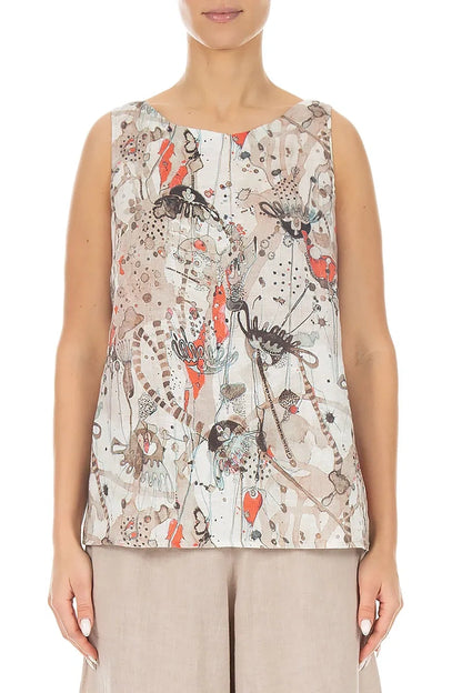 Longer Back Sleeveless Savannah Linen Top 1