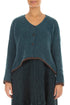 Longer Back Teal Wool Cardigan 1