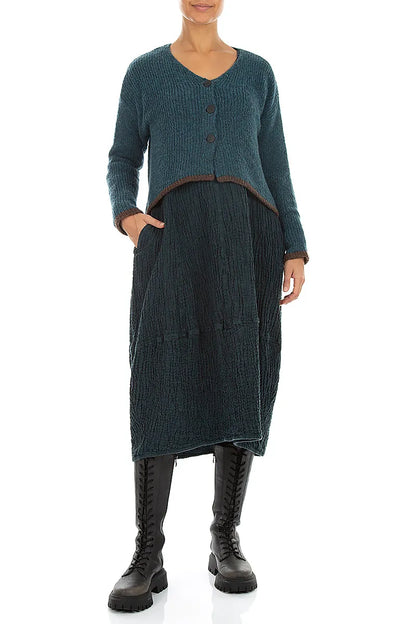 Longer Back Teal Wool Cardigan 4