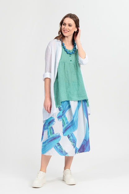 Longer Back White Gauze Linen Shirt 7