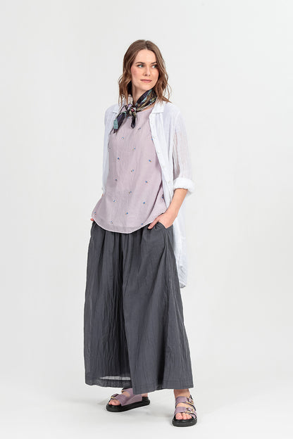 Longer Back White Gauze Linen Shirt 6