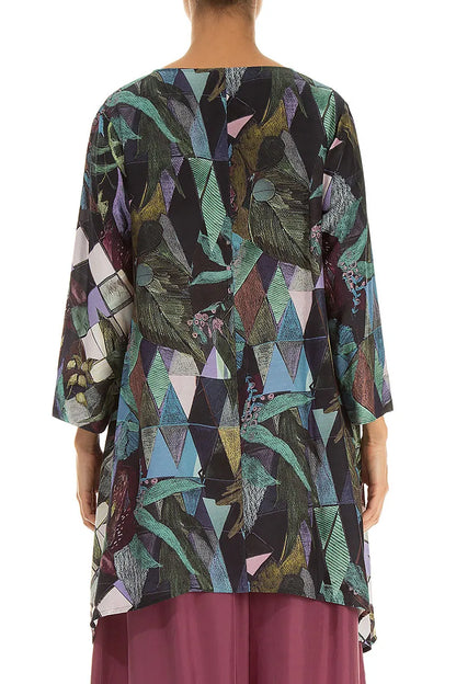 Longer Edges Art Mosaic Silk Bamboo Tunic 2