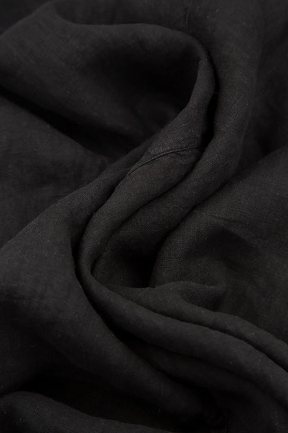Loose Back Pockets Black Linen Trousers 4