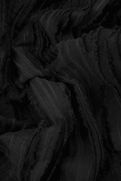 Loose Black Fray Weave Shirt 5