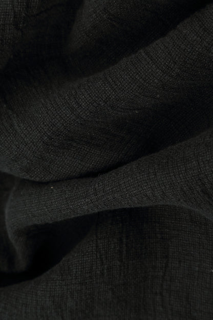 Loose Black Mélange Linen Trousers 4