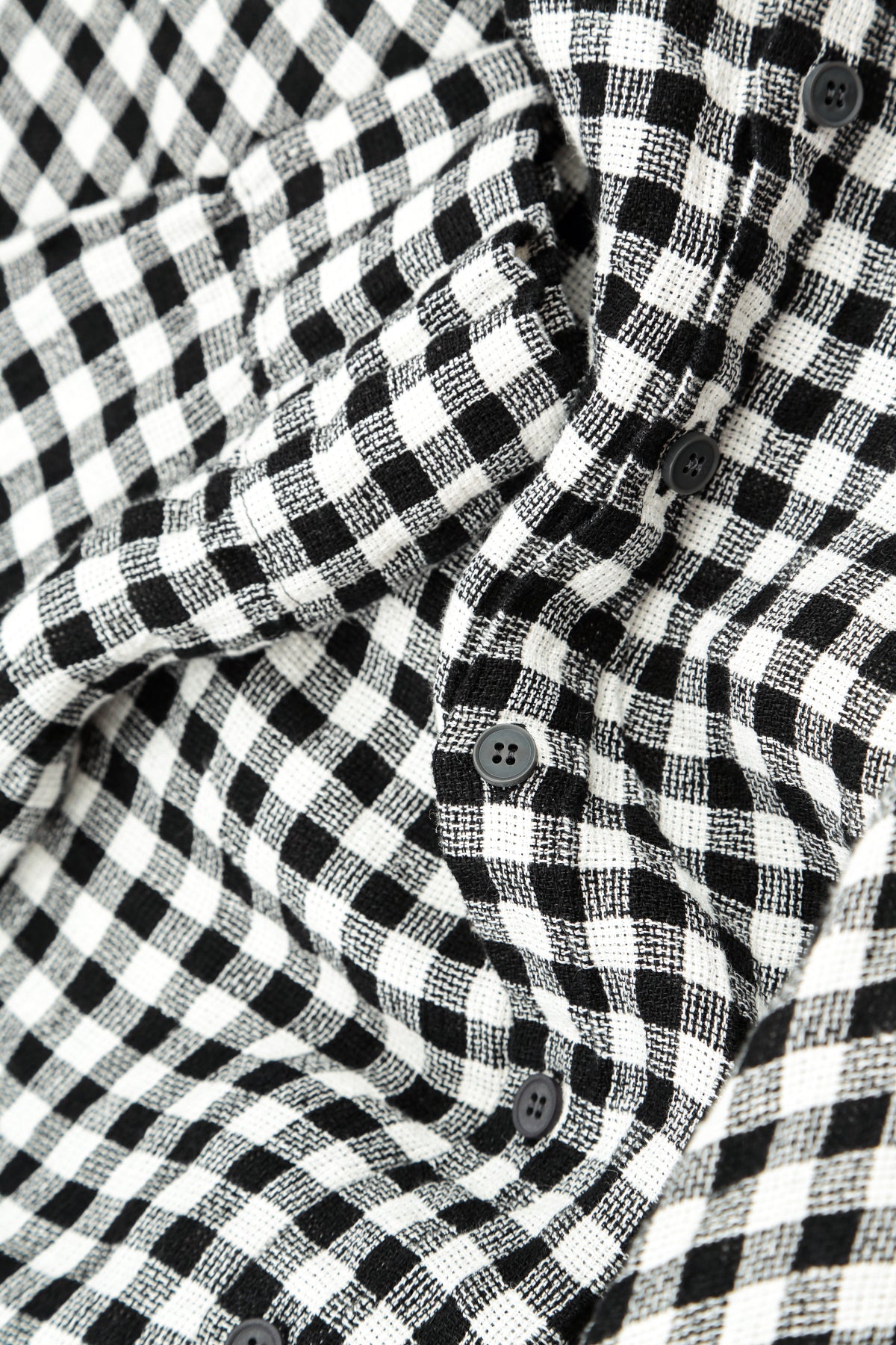 Loose Black &amp; White Check Linen Shirt