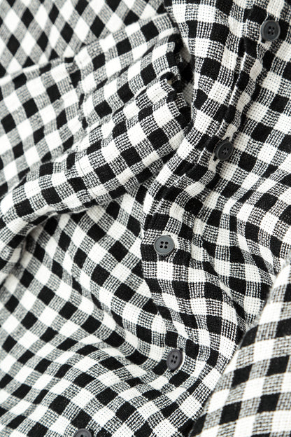 Loose Black &amp; White Check Linen Shirt
