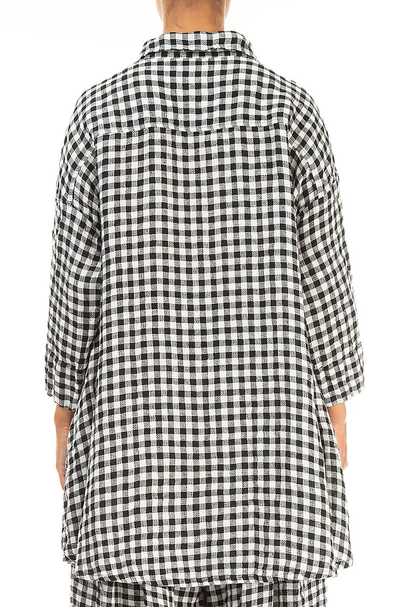 Loose Black &amp; White Check Linen Shirt