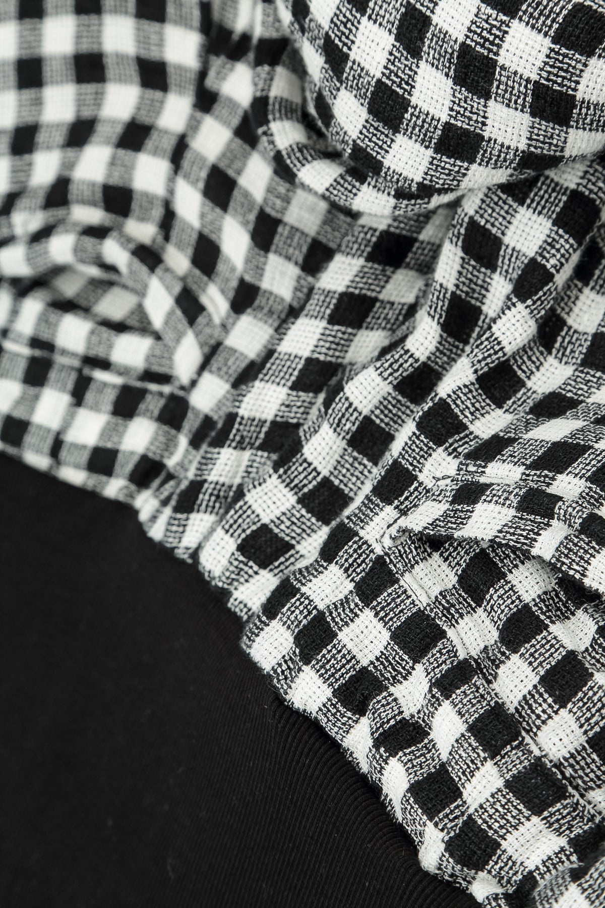 Loose Black &amp; White Check Linen Trousers
