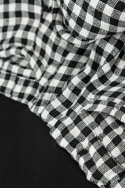 Loose Black &amp; White Check Linen Trousers