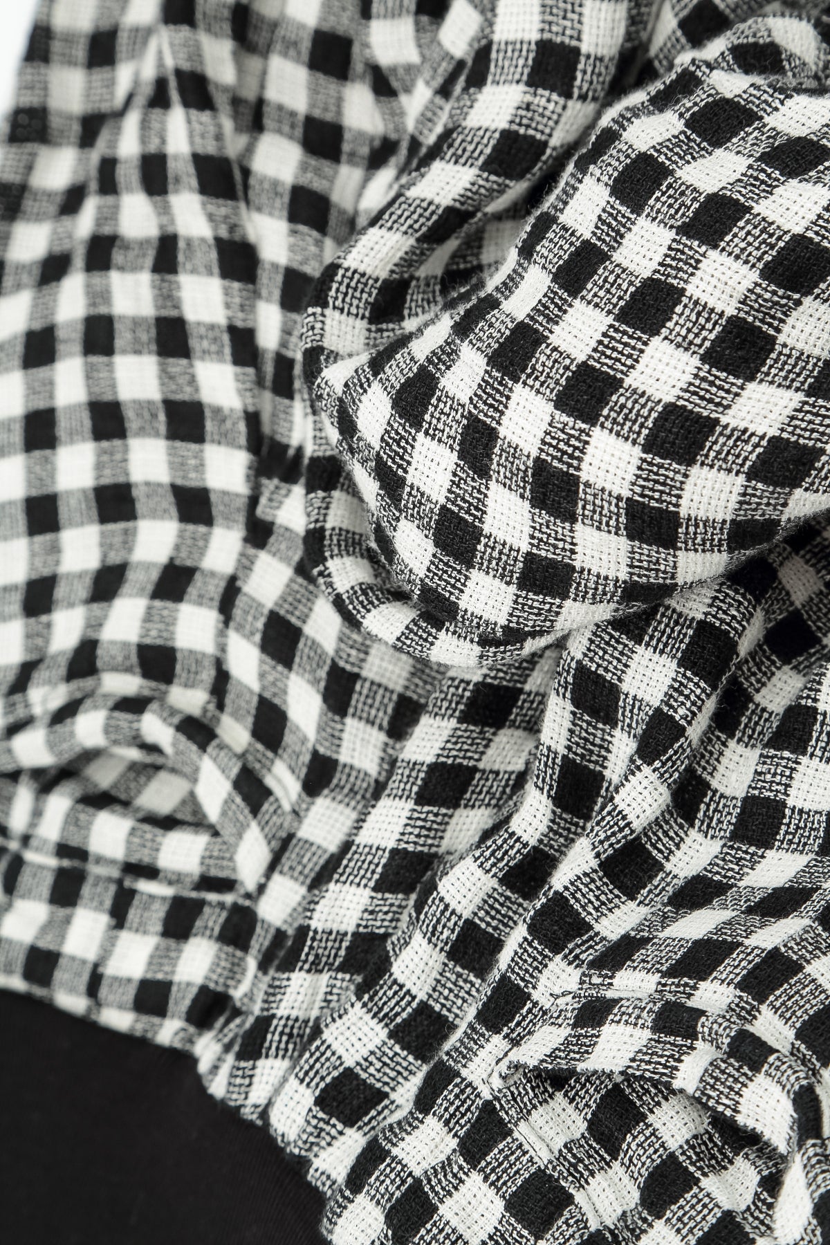 Loose Black &amp; White Check Linen Trousers
