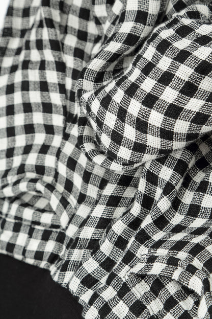 Loose Black &amp; White Check Linen Trousers