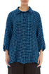 Loose Blue Check Linen Shirt 1