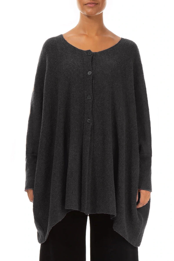 Loose Boxy Dark Grey Wool Cardigan 1