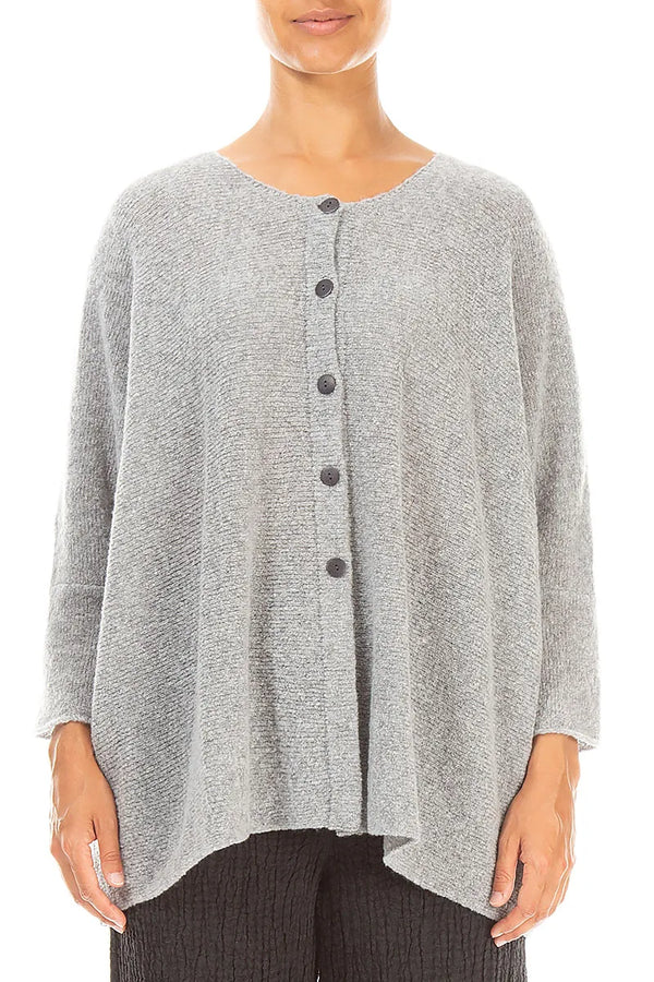 Loose Boxy Light Grey Wool Cardigan 1