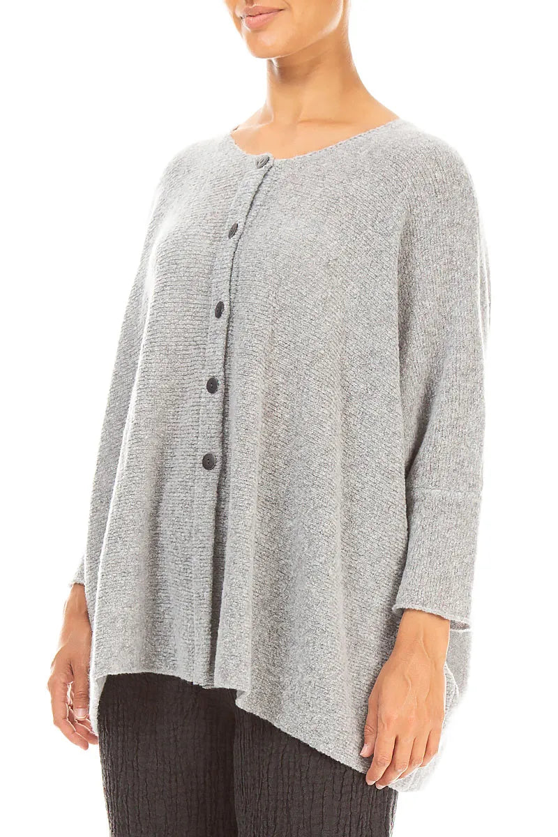 Loose Boxy Light Grey Wool Cardigan