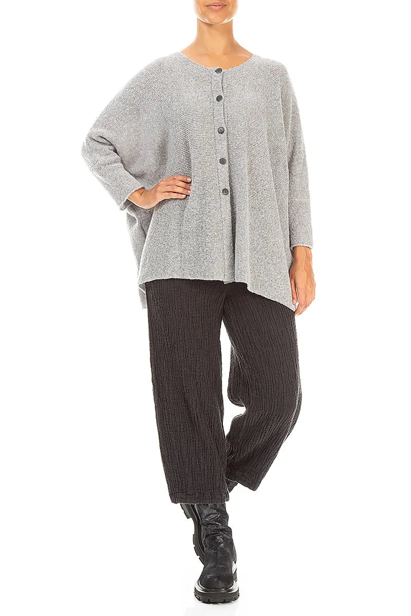 Loose Boxy Light Grey Wool Cardigan
