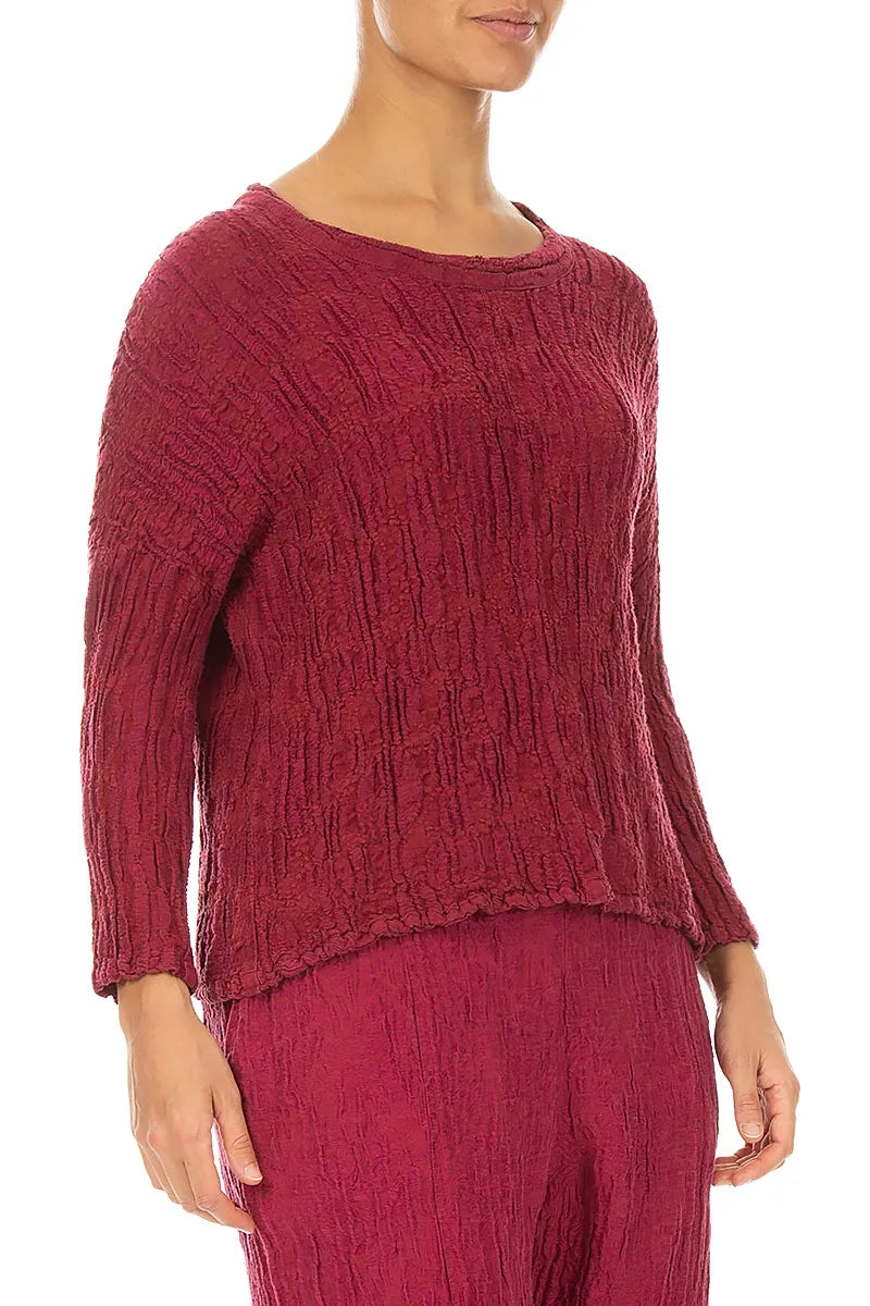 Loose Boxy Ruby Circle Silk Linen Blouse 3