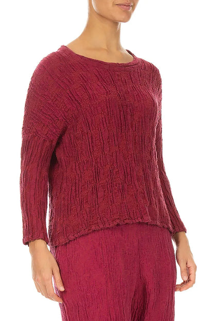 Loose Boxy Ruby Circle Silk Linen Blouse 3