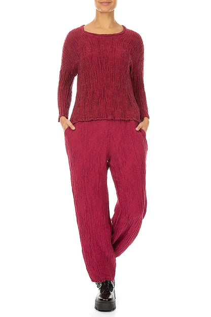 Loose Boxy Ruby Circle Silk Linen Blouse 4