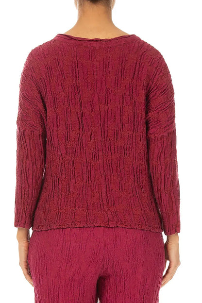 Loose Boxy Ruby Circle Silk Linen Blouse 2