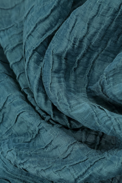 Loose Crinkled Deep Turquoise Silk Linen Shirt