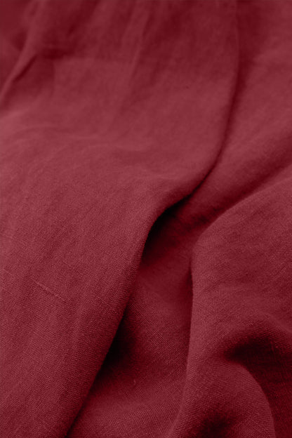 Loose Cropped Ruby Linen Trousers 4