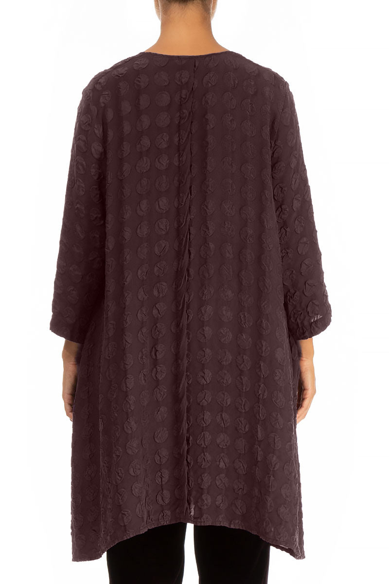 Loose Deep Plum Bubble Silk Tunic