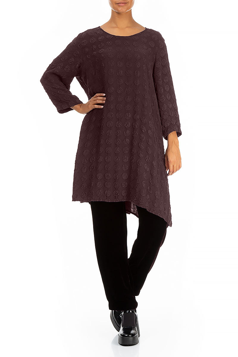 Loose Deep Plum Bubble Silk Tunic