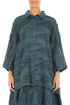 Loose Deep Turquoise Fray Weave Shirt 1
