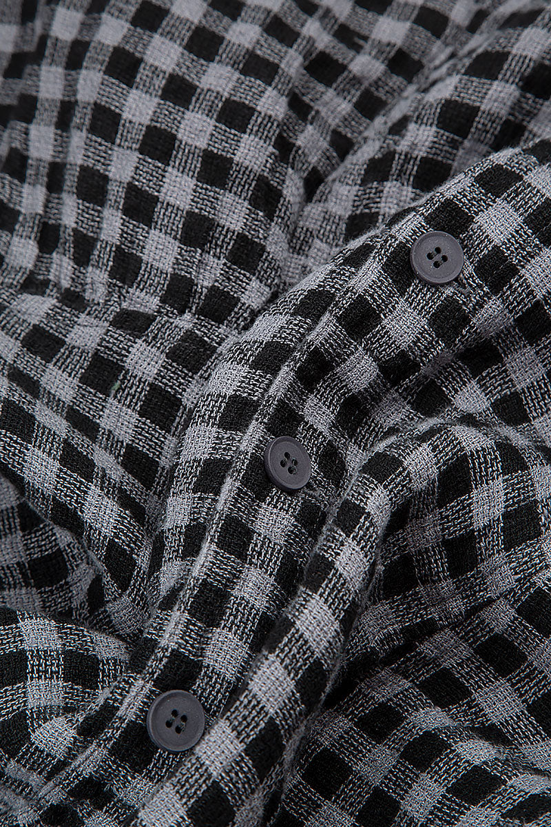 Loose Grey Check Linen Shirt 5