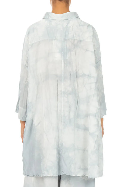 Loose Liquid Silver Crumpled Pure Silk Shirt 2