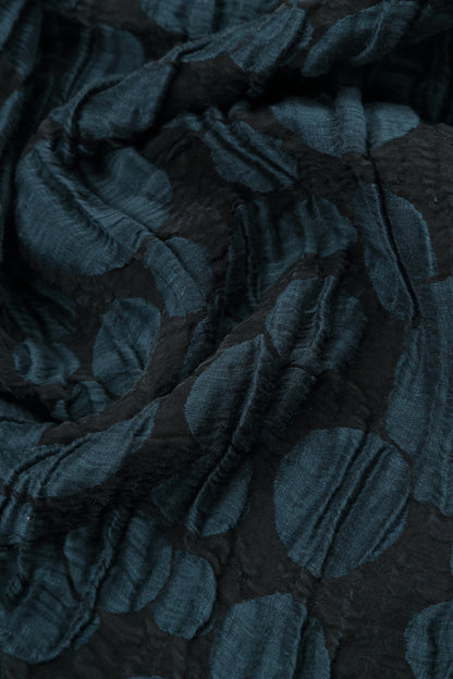 Loose Midnight Blue Circle Silk Linen Jacket 5