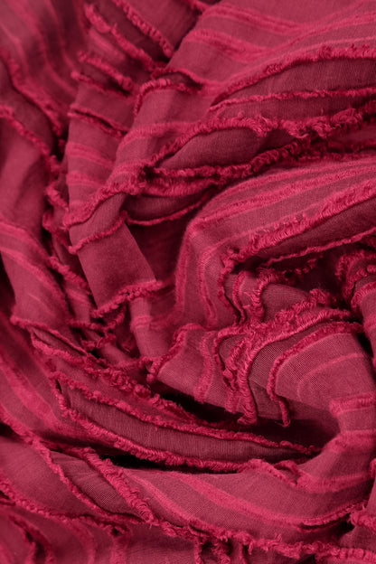 Loose Ruby Fray Weave Shirt