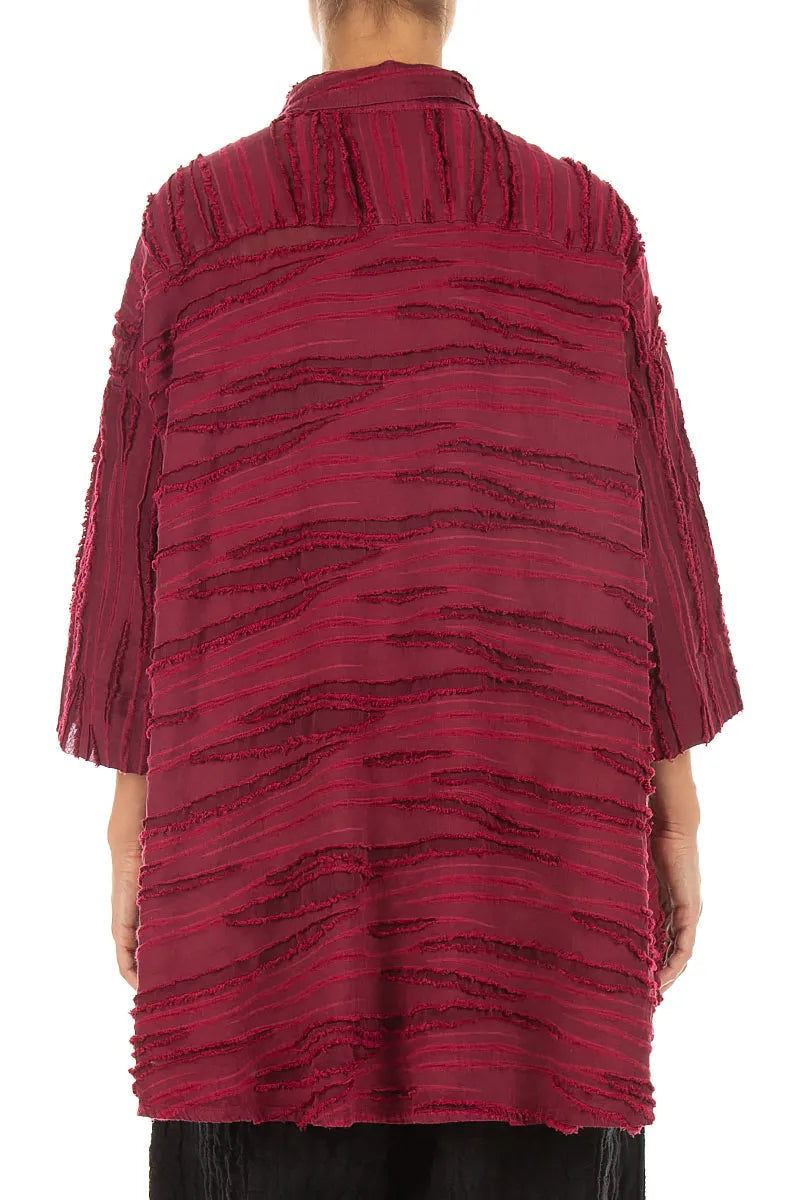 Loose Ruby Fray Weave Shirt