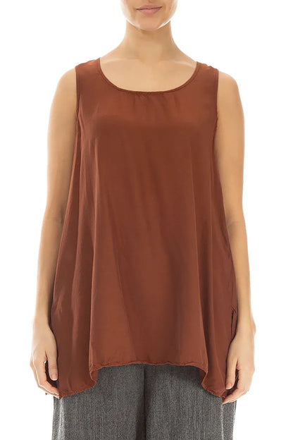 Loose Sleeveless Cinnamon Silk Bamboo Top 1