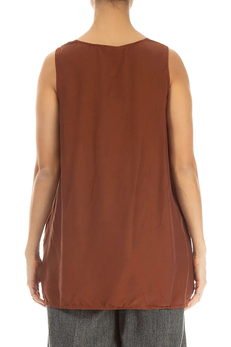 Loose Sleeveless Cinnamon Silk Bamboo Top 2