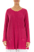 Loose Two Pockets Fuchsia Linen Cardigan 1