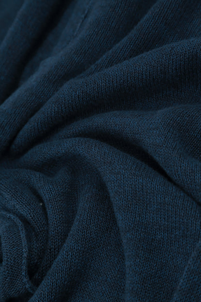 Loose Two Pockets Navy Linen Cardigan 5