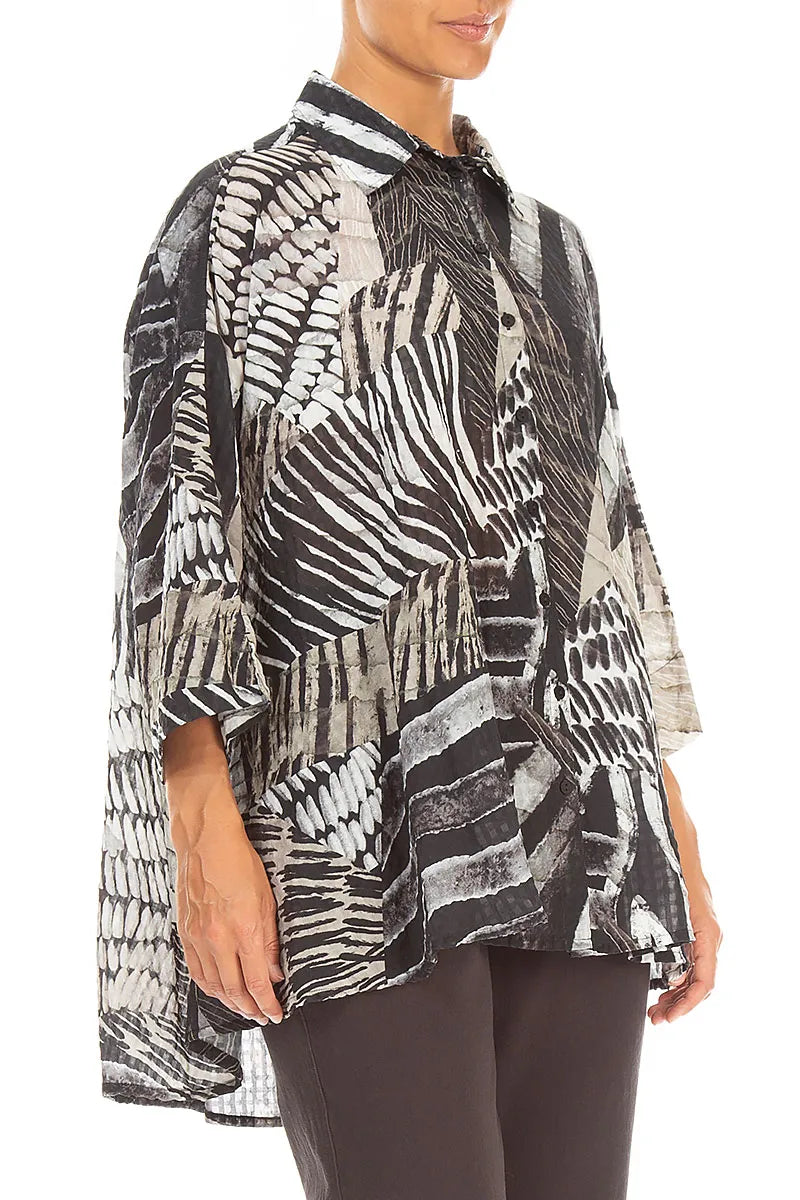 Loose Wild Ink Textured Silk Shirt 3