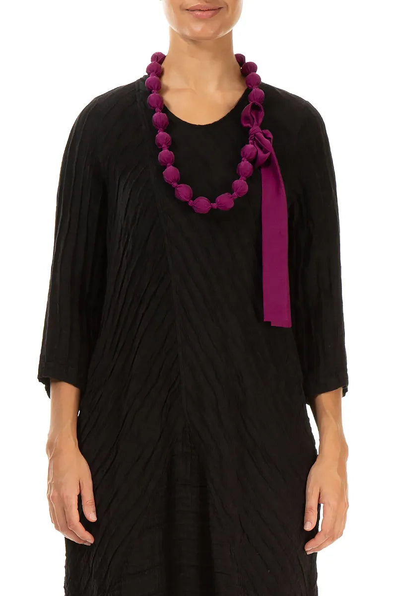 Magenta Silk Bead Necklace 1